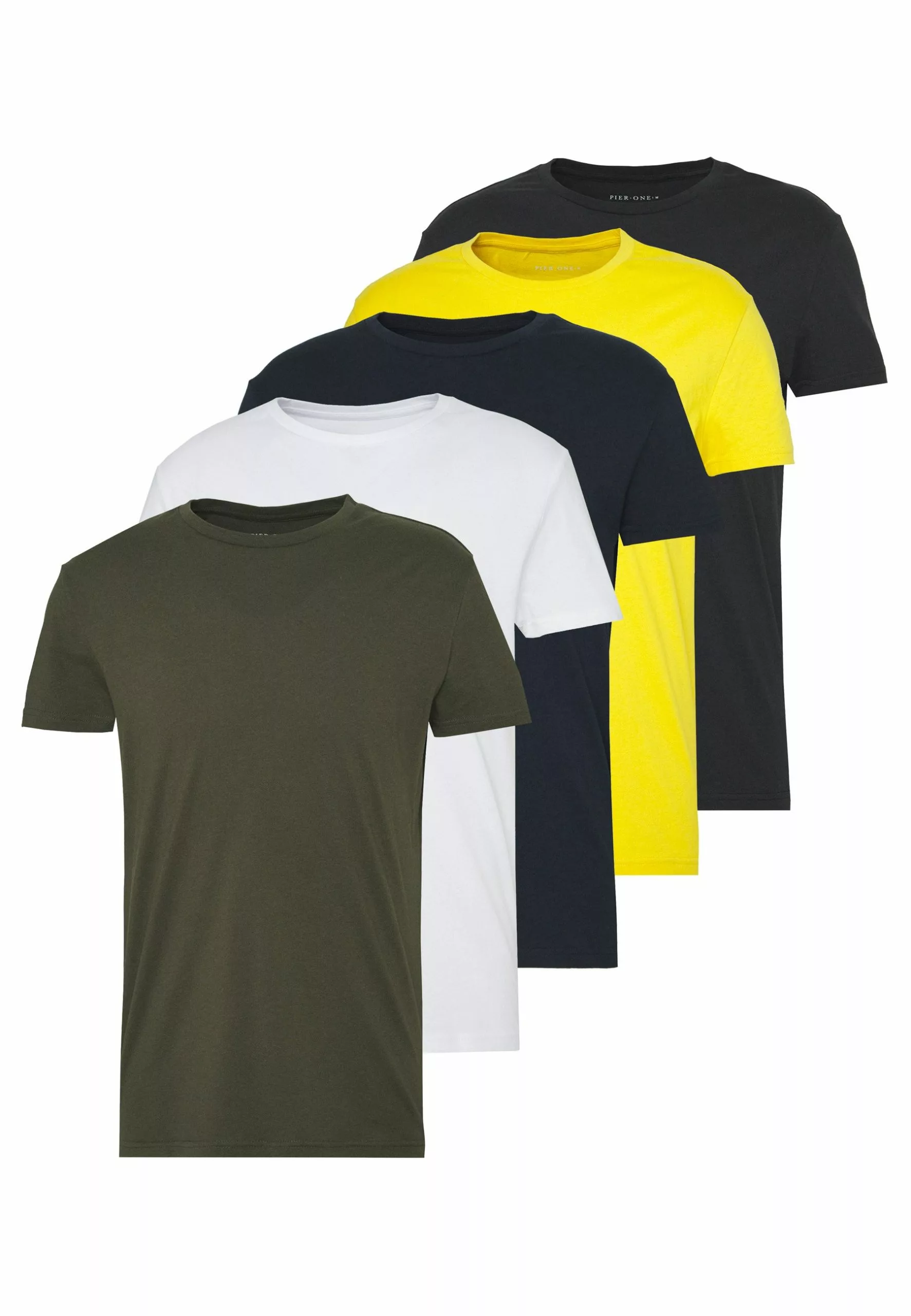 Pier One 5 PACK - T-shirt Basic - Olive/ White/ Navy /yellow /black 10 Pier One 5 PACK - T-shirt Basic - Olive/ White/ Navy /yellow /black - obrazek 8