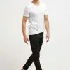 Pier One 2 PACK - T-shirt Basic - White/black