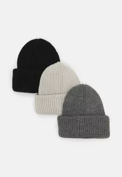 Pier One UNISEX 3 PACK - Czapka - Black/dark Grey/off-white