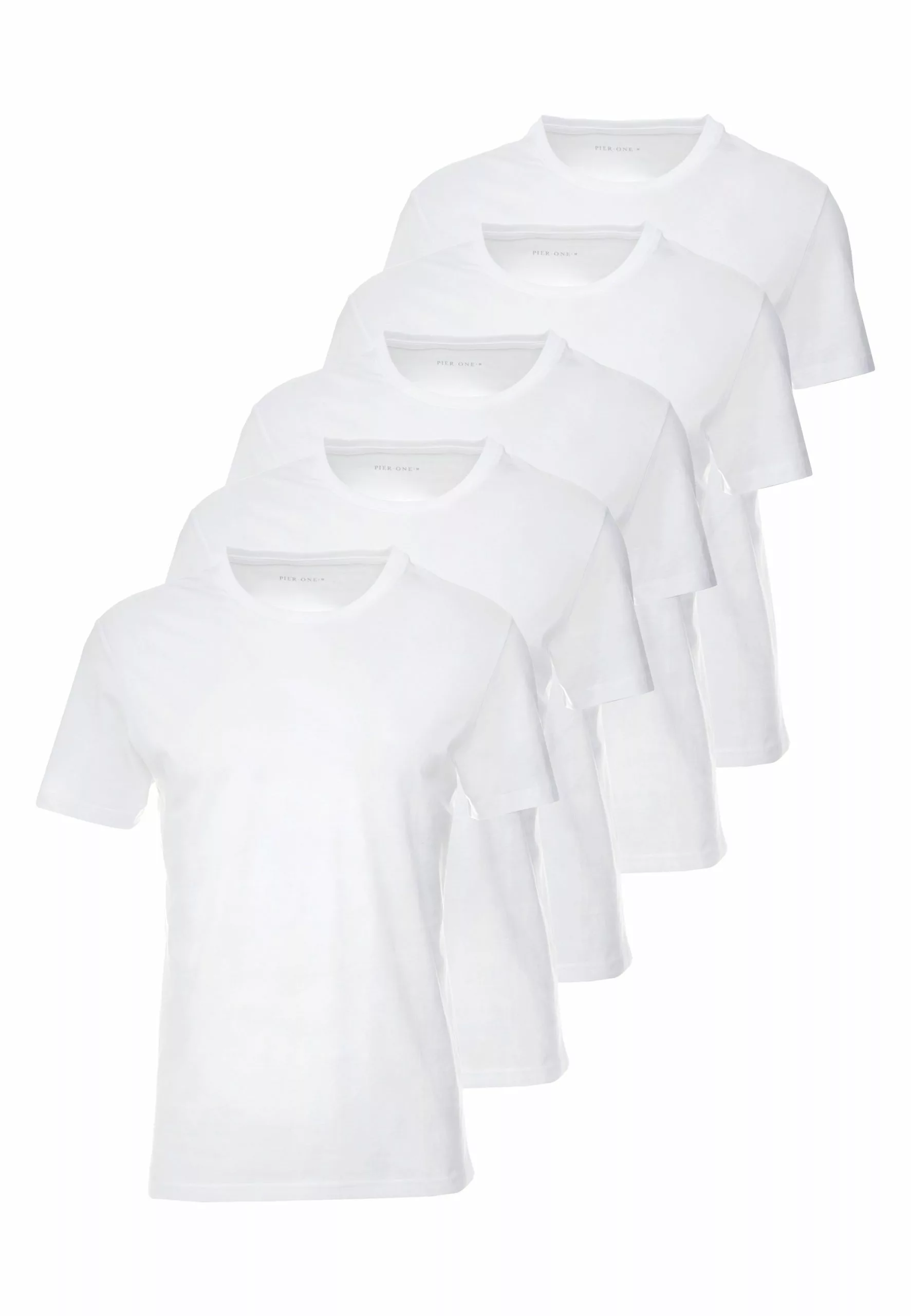 Pier One 5 PACK - T-shirt Basic - White 3 Pier One 5 PACK - T-shirt Basic - White