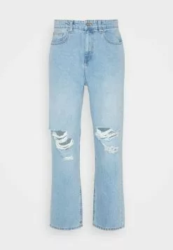 Pier One DISTRESS ON KNEES - Jeansy Relaxed Fit - Light Blue Denim -Pier One Sklep 6c561d8272b94404a72faaf104617fd2