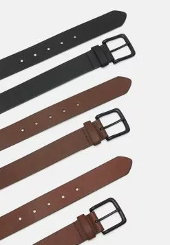 Pier One 3 PACK UNISEX - Pasek - Black/brown /cognac