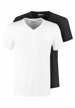 Pier One 2 PACK - T-shirt Basic - White/black -Pier One Sklep 7f713aa7d0cf4680ab0acb77eb634838