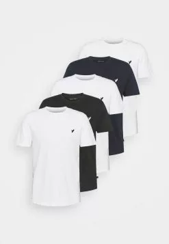 Pier One 5 PACK - T-shirt Basic - White/black/dark Blue -Pier One Sklep 8041bfdceeaa4d4a9a850e92a8c64783