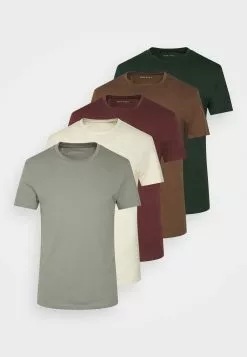 Pier One 5 PACK - T-shirt Basic - Bordeaux/light Grey/brown -Pier One Sklep 83cca5e18c004829aaae044651c3ddc2