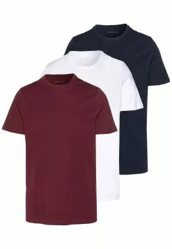 Pier One 3 PACK - T-shirt Basic - White/dark Blue/red