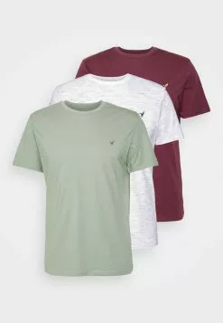 Pier One 3 PACK - T-shirt Basic - Off-white/bordeaux/mint -Pier One Sklep b6a2beaa631246f0b875fe4e6f9dccdb