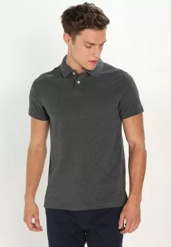 Pier One BASIC - Koszulka Polo - Dark Grey Melange