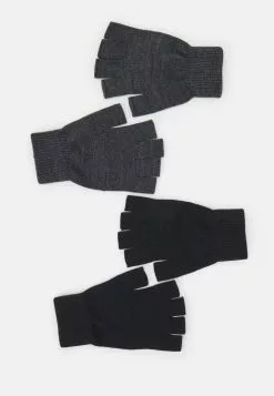 Pier One 2 PACK - Rękawiczki Pięciopalcowe - Black/grey
